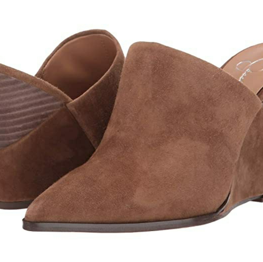 Jessica Simpson Heilo Suede Wedge Mules Canyon Tan